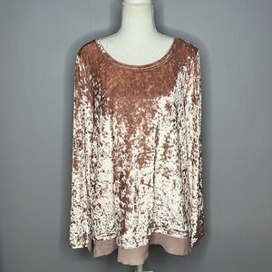 JODIFL SMALL PINK VELVET SHIMMER LONG SLEEVED BLOUSE NWT